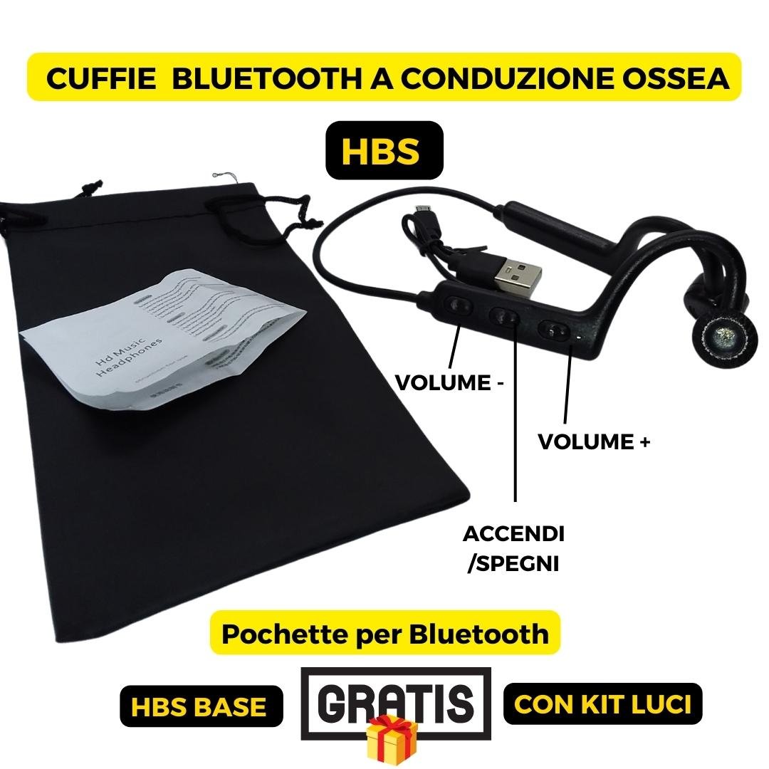 OFFERTA GRATIS Cuffie Wireless Bluetooth a Conduzione Ossea con KIT LUCI per Bici e Monopattino : Luce Posteriore + Anteriore e di Posizione. - MyBikeLightt